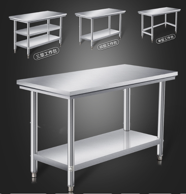 Catering Equipment Stainless Steel 3 tiers Working Table with Wheels