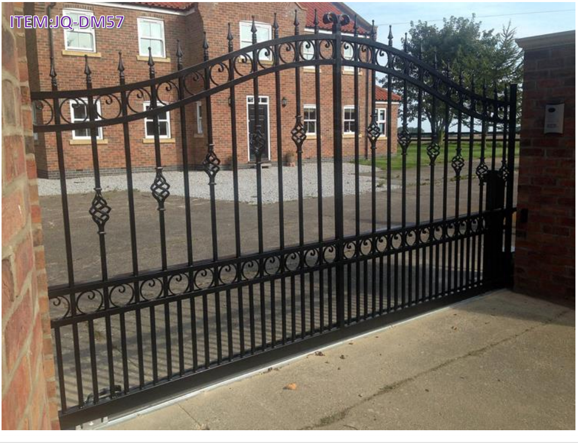 Swing Gate European Galvanized Electric Automatic Driveway Modern Metal Iron Fencing, Trellis & Gates Powder Coated Metal Bars