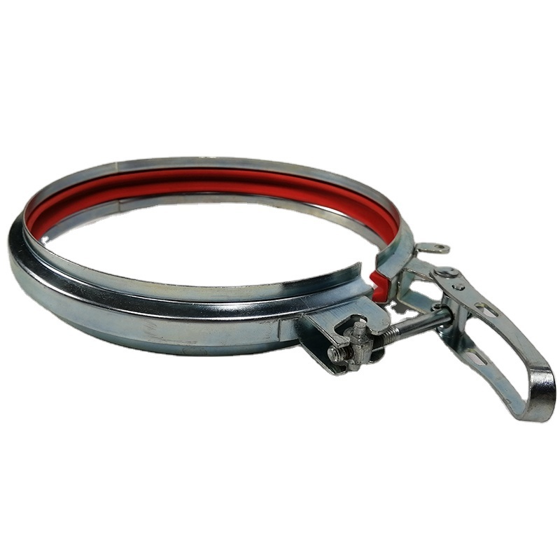 Ventilation air duct metal steel quick release V band ring locking clamping round pipe duct rapid lever  clamp