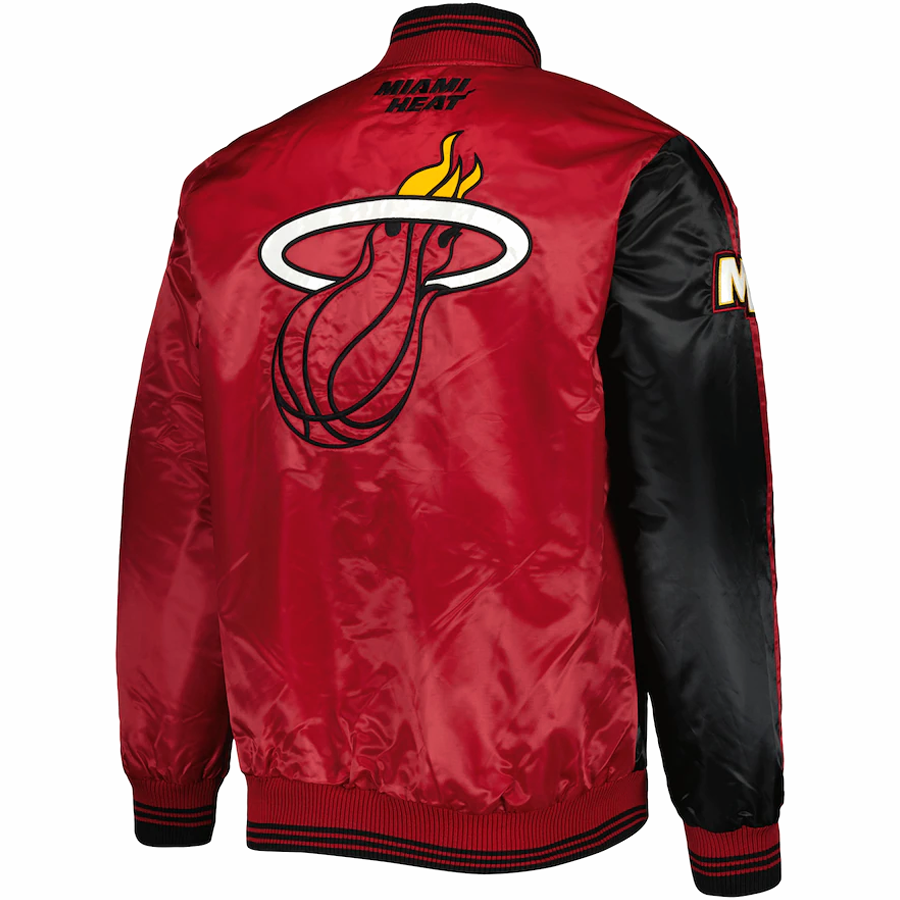 Custom Miami Heat Starter Fast Break Satin Bomber Jacket 100% Polyester Winter Men Jacket