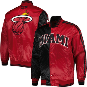 Custom Miami Heat Starter Fast Break Satin Bomber Jacket 100% Polyester Winter Men Jacket