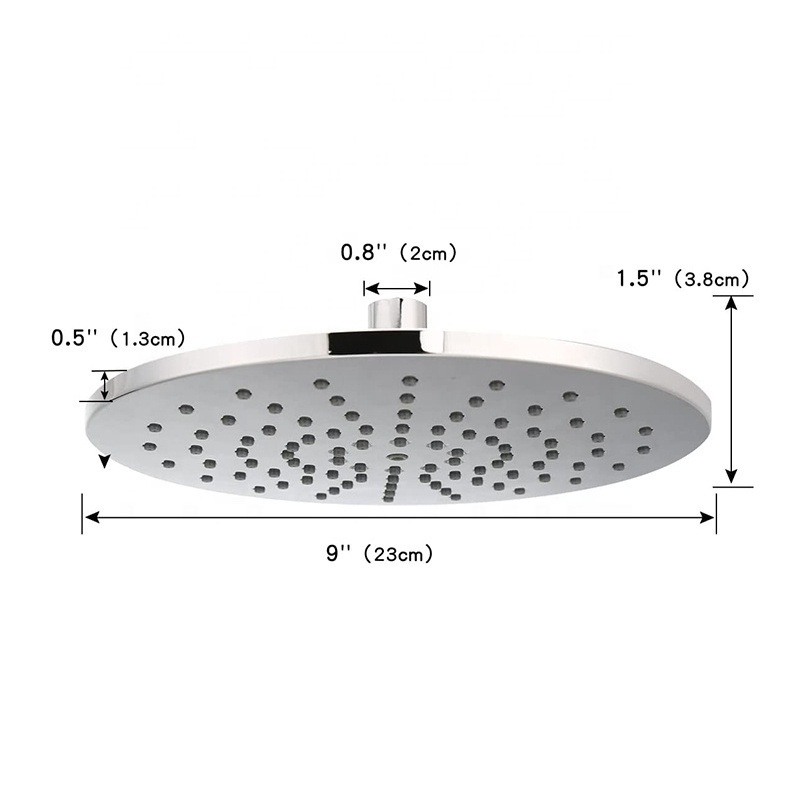 NINGBO METALIQUE High Pressure 9 Inch ABS Plastic Chromed Round Rainfall Shower Head with Adjustable Angle