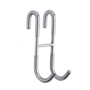 METALIQUE Bathroom Frameless Drilling-Free SUS 304 Stainless Steel Polished Silver Over Shower Glass Door Hooks