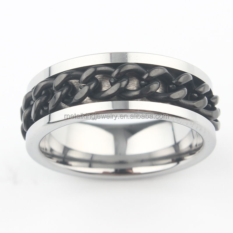 8mm Stainless Steel Chain Ring, Tungsten Carbide Wedding Bands