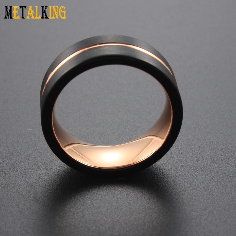 Black and Rose Gold Tungsten Wedding Band for Men and Women 8mm 6mm 4mm Available