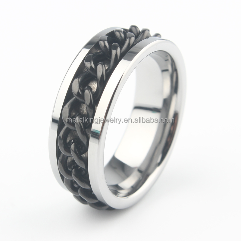 8mm Stainless Steel Chain Ring, Tungsten Carbide Wedding Bands