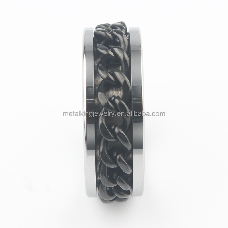 8mm Stainless Steel Chain Ring, Tungsten Carbide Wedding Bands