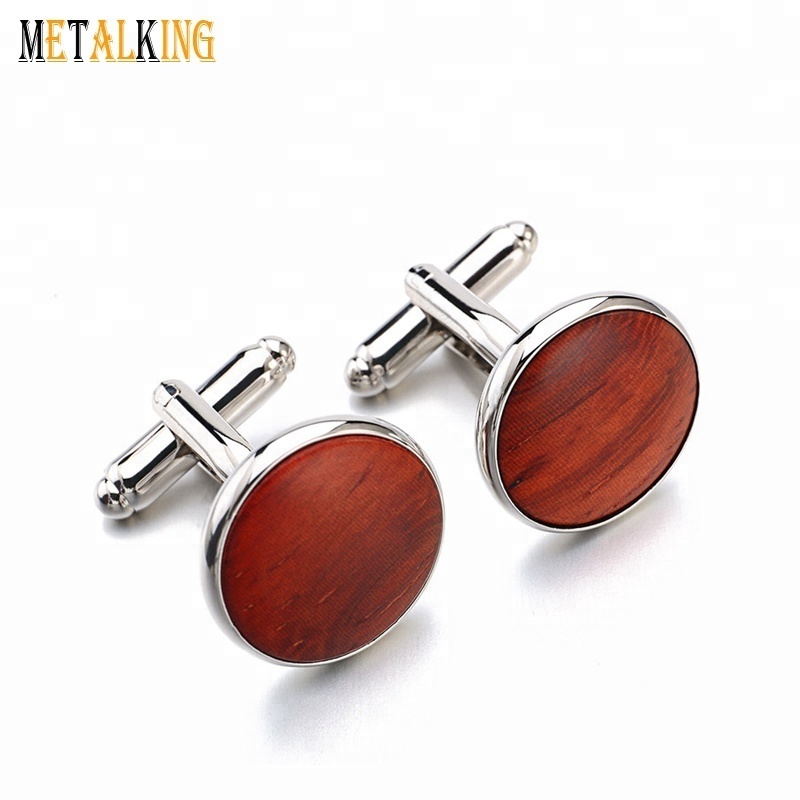 Wood Cufflinks, Handcrafted Wooden Cufflinks Silver Tone Red Rhodium Plated Wood Cufflinks Stud Set Tuxedo