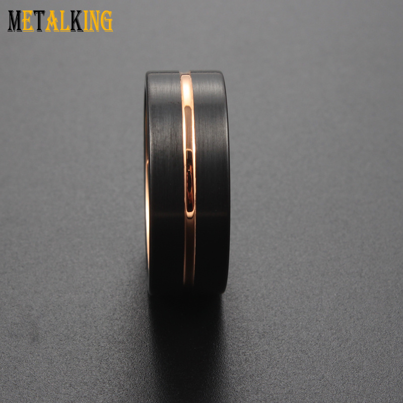 Black and Rose Gold Tungsten Wedding Band for Men and Women 8mm 6mm 4mm Available