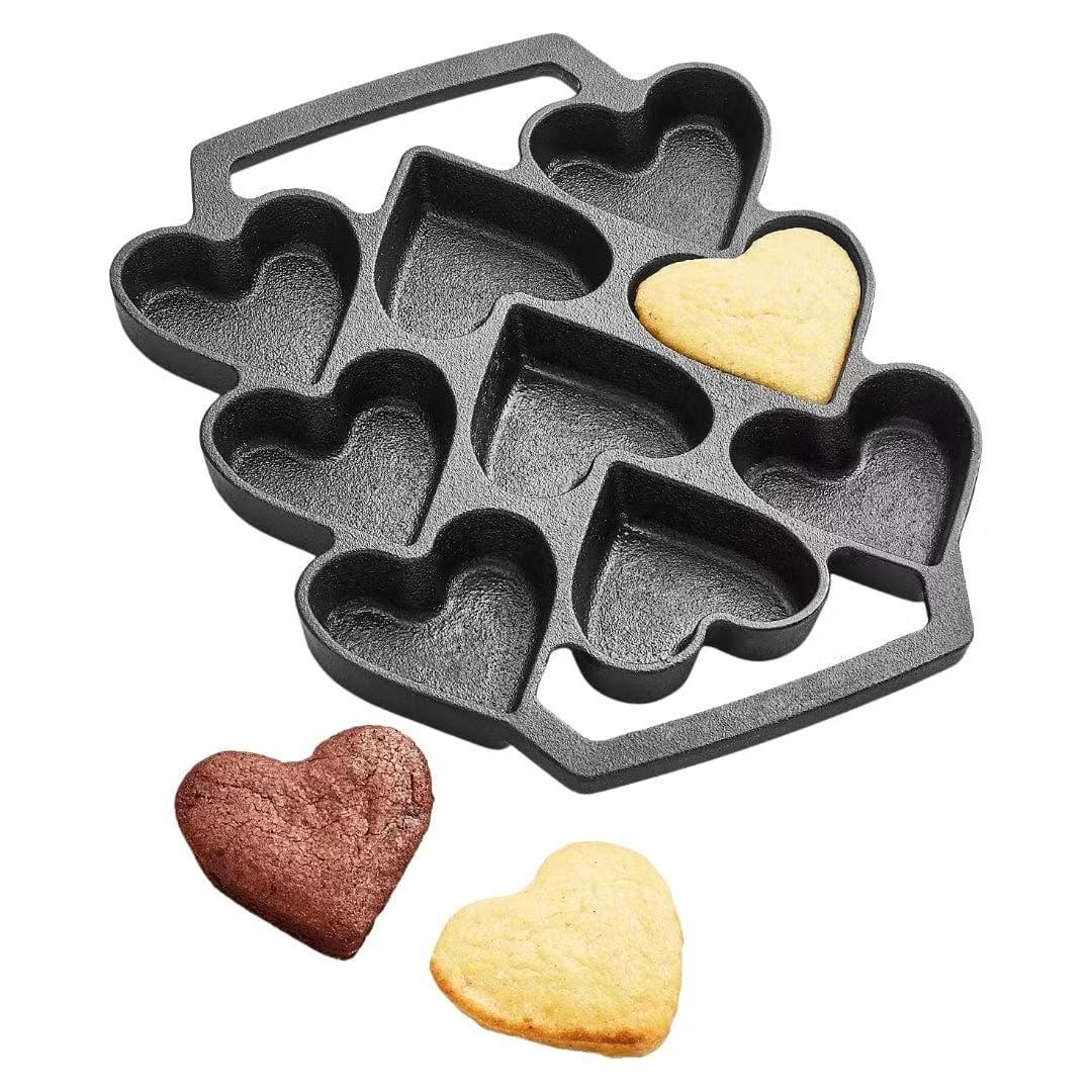 Cast Iron Heart Shaped Cake Cookie Candy Mold Corn Muffin Baking Pan cookware bakeware 9 moulds pot Danish Stuffed Pancake