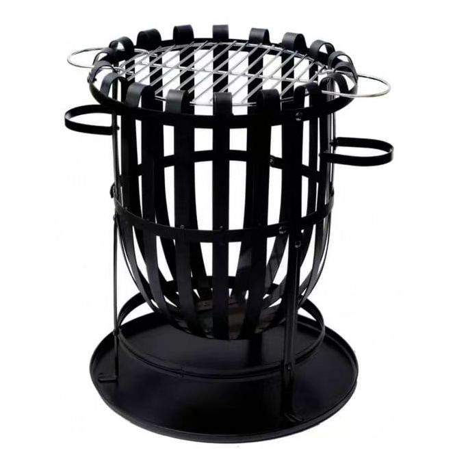 steel fire basket braizer with bbq grill & ash tray log wood burner Garden patio heater outdoor metal fire pit