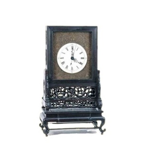 Chinese Handcrafted Rosewood Case Porcelain Chapter Engraved Copper Dial Carved 7 Days Repeater Alarm Chiming Bracket Clock