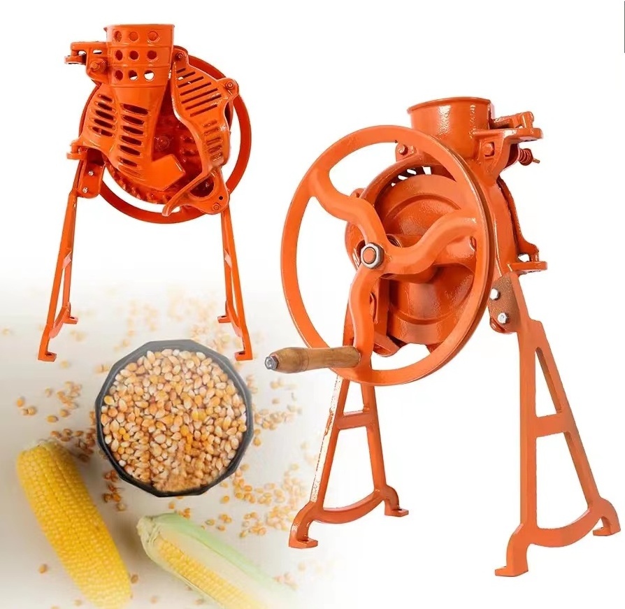 Cast Iron Heavy Duty Hand Corn Sheller-Manual Farm Shelling Machine Corn Thresher and Remover Tool with Wooden Handle-