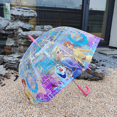 Clear Kids Umbrella  Frozen Princess Anna Brolly Dome Waterproof Rain Transparent School Children Umbrella