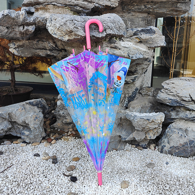 Clear Kids Umbrella  Frozen Princess Anna Brolly Dome Waterproof Rain Transparent School Children Umbrella