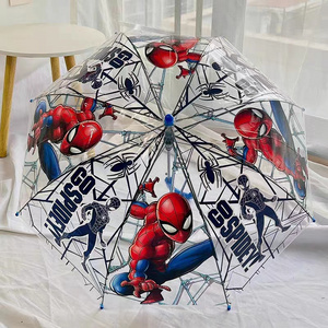 Kid's Marvel Spider-Man Transparent Bubble Stick Umbrella cartoon children's Clear Rain umbrella