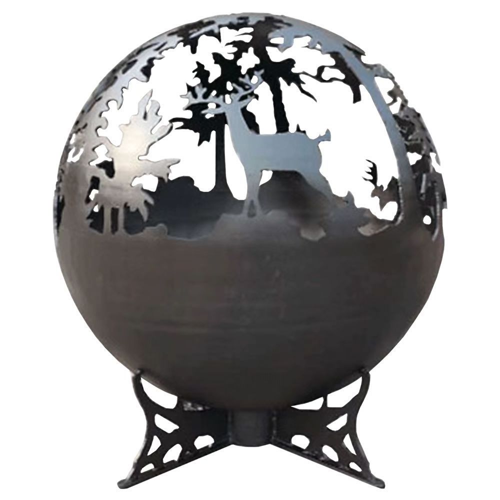 Deer Pinehurst Steel Outdoor Fire Pit Fire Globe Patio back yard Hand Cut Steel Deer Firepit Sphere Garden Fire Bowl