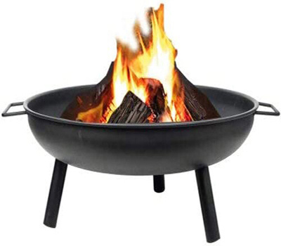 Round  Iron Fire Pit for Garden with Legs Wood Log Burner Portable Heater Fire Bowl for Outdoor Decking Picnics BBQ Camping