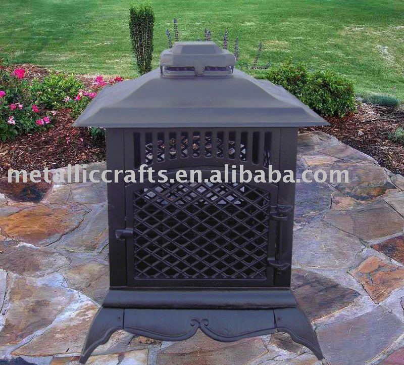 Mexican cast iron Chiminea with spark mesh door Outdoor garden heater log wood burner  fire pit metal patio fireplace