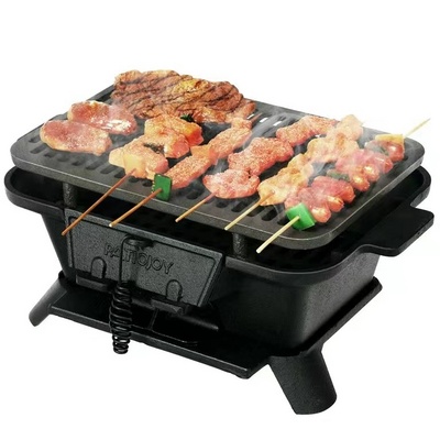 Small Portable Charcoal Outdoor Grill 100% Cast Iron Japanese Yakitori Tabletop Camping BBQ Grill