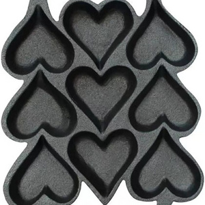 Cast Iron Heart Shaped Cake Cookie Candy Mold Corn Muffin Baking Pan cookware bakeware 9 moulds pot Danish Stuffed Pancake