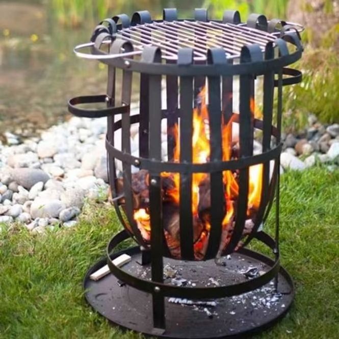 steel fire basket braizer with bbq grill & ash tray log wood burner Garden patio heater outdoor metal fire pit