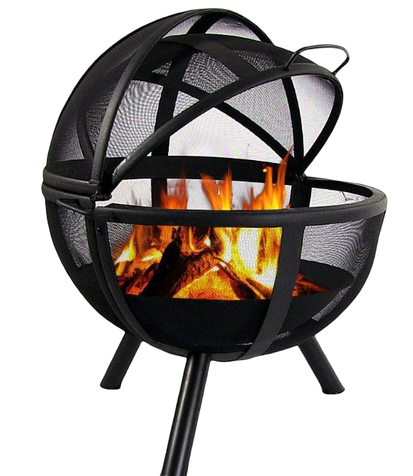 Round steel wood burning fire pit with mesh spark screen heavy duty outdoor firepit bowl for garden bonfire camping picnic