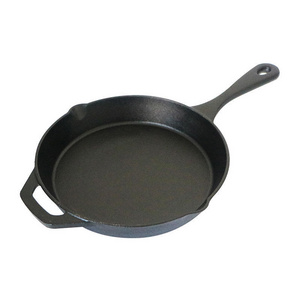 Cast Iron Round Deep Grill Frying Pan with side Handles Griddle BBQ Cookware pre-seasoned Skillet