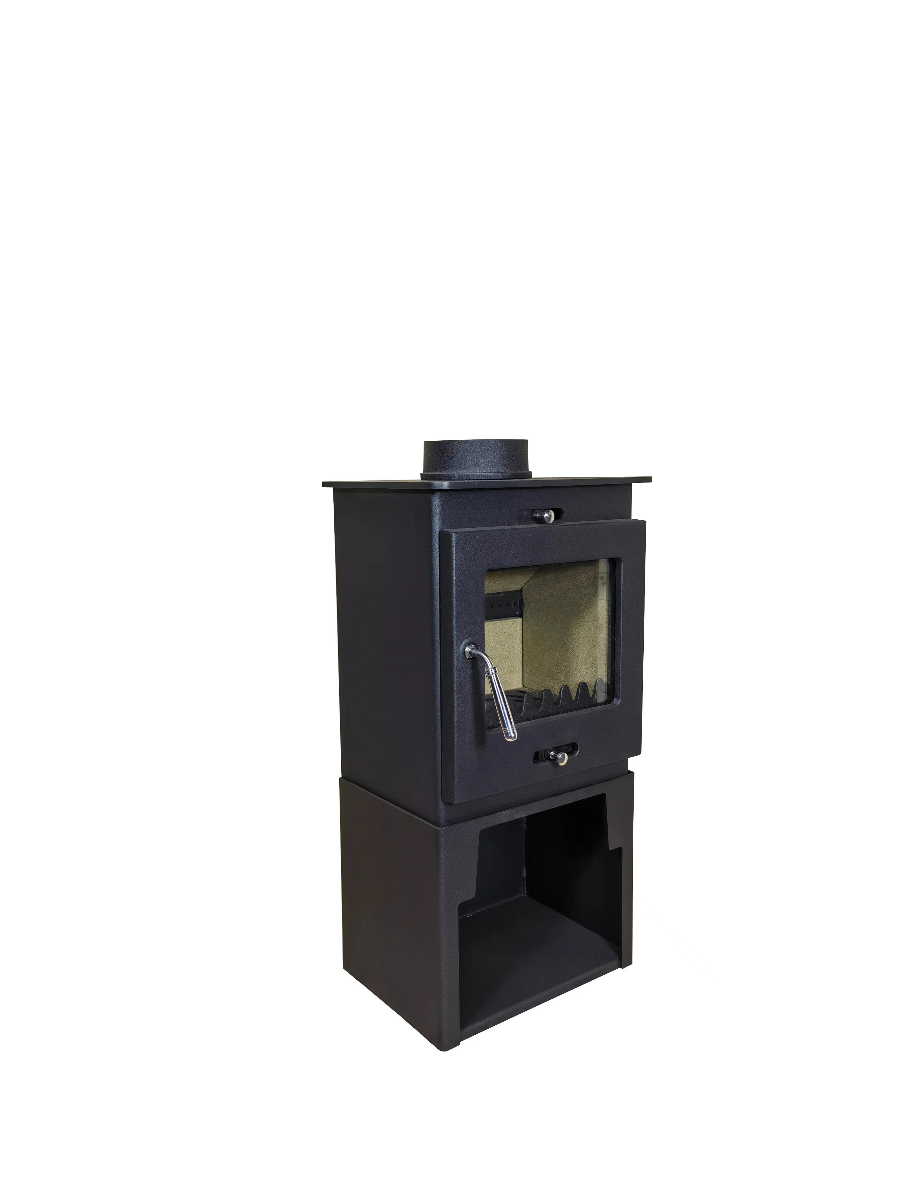 cast iron steel  Wood Burning Stove with Tower Base indoor  Multi fuel Heat  Log Burner Fireplace metal stove