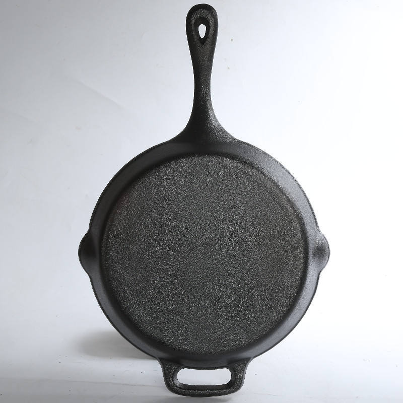 Cast Iron Round Deep Grill Frying Pan with side Handles Griddle BBQ Cookware pre-seasoned Skillet