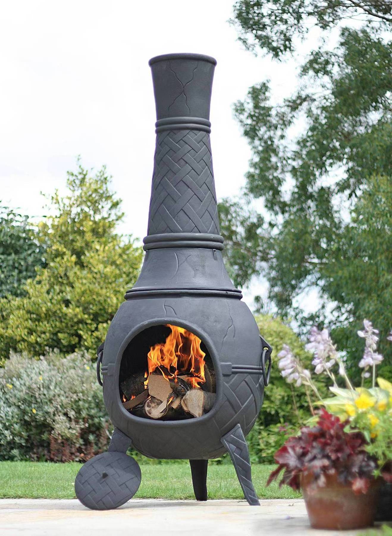 The King Mega Cast Iron Solid Chimney with SS BBQ Large Woodburning  Chiminea Outdoor Garden Chimenea with bbq grill