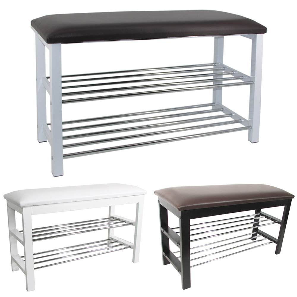 Hot Sale Made In Taiwan China Multifunctional Space Saving Shoe Rack Storage Bench With Two Layers For Home