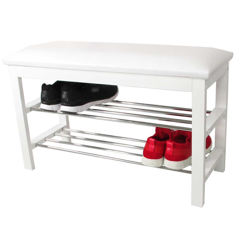 Hot Sale Made In Taiwan China Multifunctional Space Saving Shoe Rack Storage Bench With Two Layers For Home