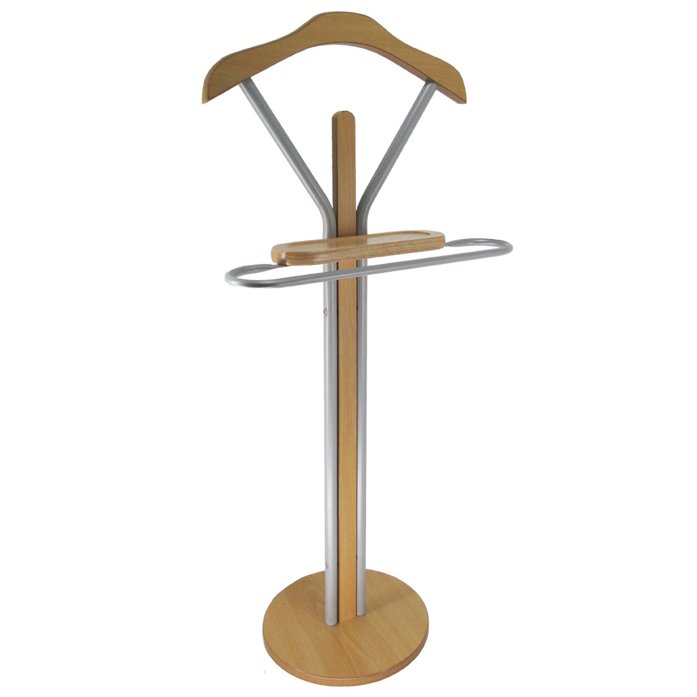 Multifunctional Simple Design Good Price Coat Hanger Stand Wooden Suit Rack Utility Use For Bedroom