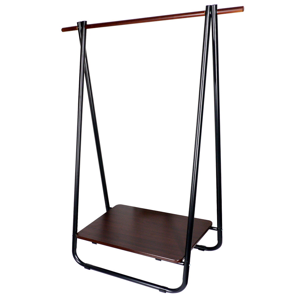 Premium Quality Made In Taiwan Simple Design Single Bar Wooden Garment Rack Use For Home