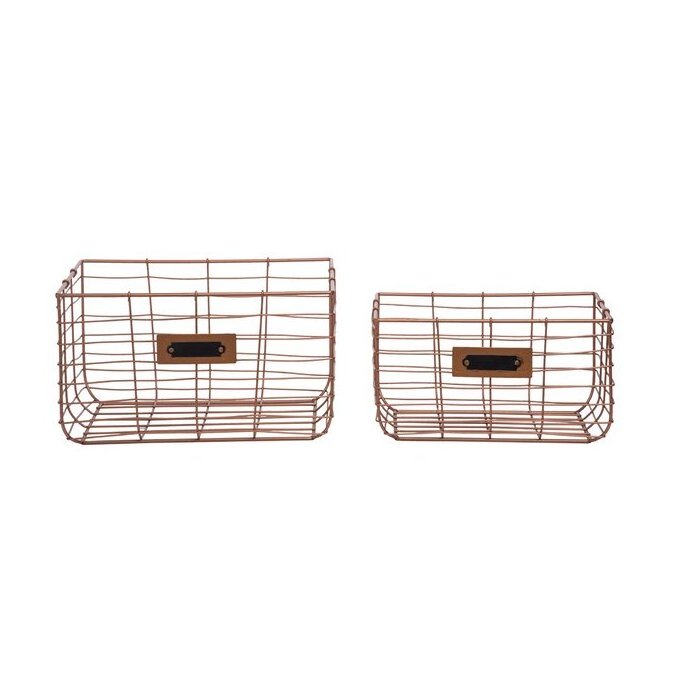 Hot sale rose gold metal storage wire copper basket for home office