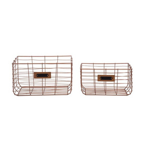 Hot sale rose gold metal storage wire copper basket for home office