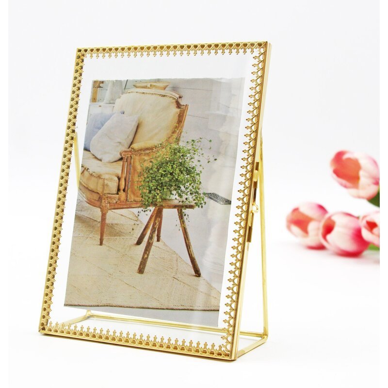 Home Decorative Picture Art family photo frame Glass Brass powder coated Metal Photo Frame