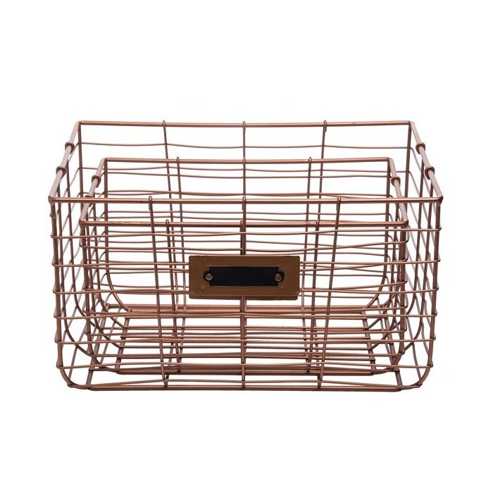 Hot sale rose gold metal storage wire copper basket for home office