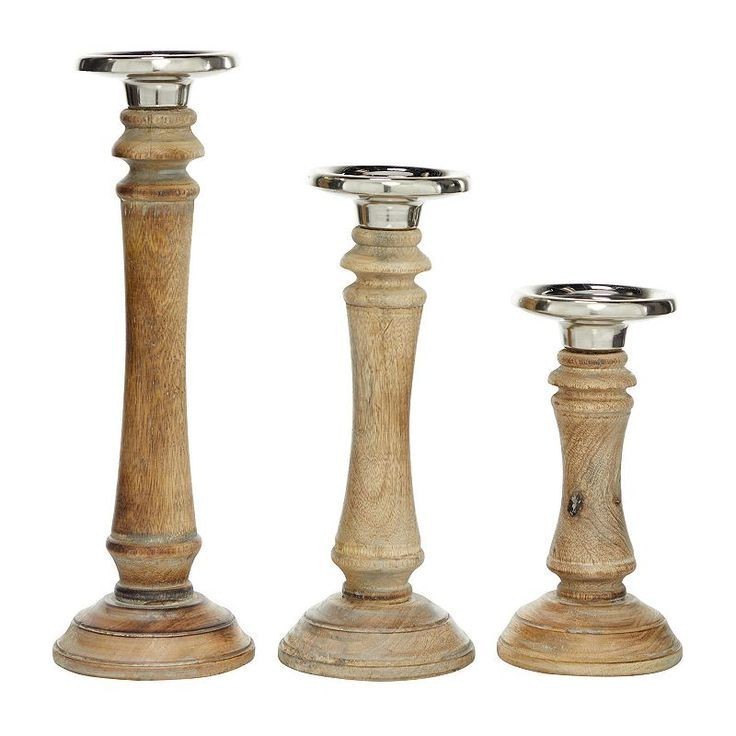 Wooden candle holder set white wash wooden candle stand set of three wooden candle holder