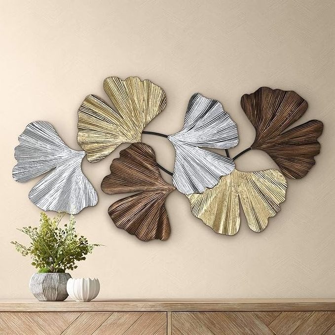 Fashion creative modern iron art Ginkgo leaf tree and floral decorative metal wall art home decoration for wedding & christmas