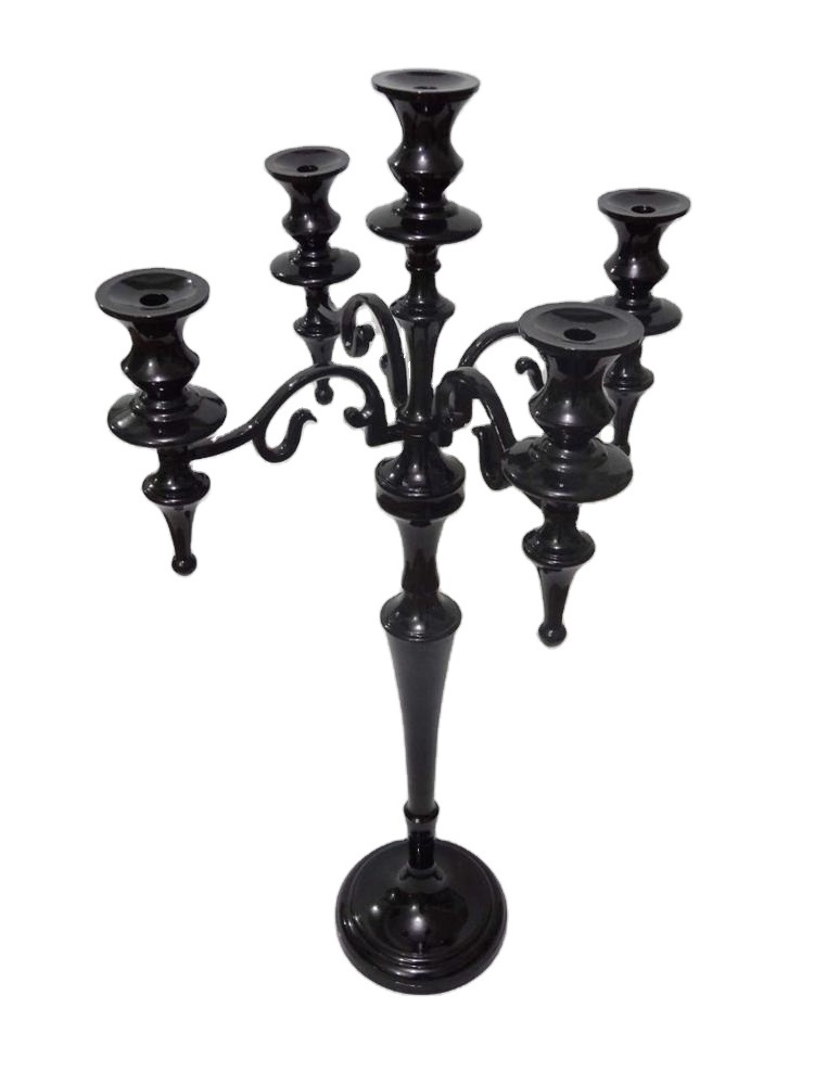 Crystal bead black candelabra fancy classic style wedding decoration centerpiece candelabra for home and wedding