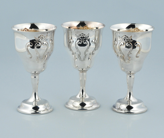 Brass Hammered Silver Wine Goblet