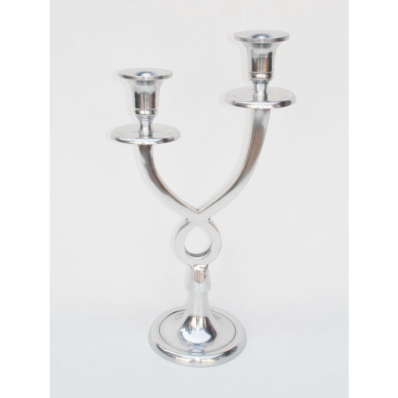 Aluminum Nickel Plated 2 Flame Menorah Candle Holder Stand Jewish Premium Hot Sale Classic Look Candle Holder Pillar