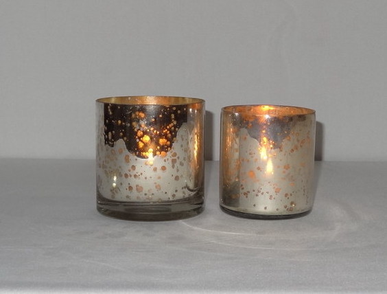 Antique Silver Frosted Spot Glass T-Light Votive Holder Amber Premium Quality Antique High Quality Glass Candle Holder Votive.