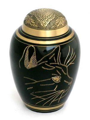 Cat Engraved Shiny black urn Metal Fancy Royal Luxuries Design and Pattern Cremation Urns for Human and Pet Ashes Japanese Urns