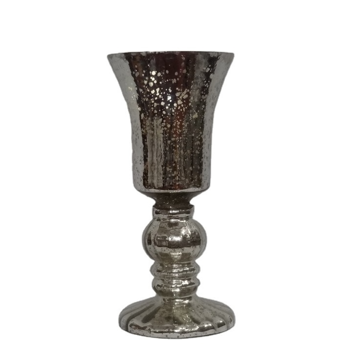 Antique Silver Frosted Spot Glass T-Light Votive Holder Amber Premium Quality Antique High Quality Glass Candle Holder Votive.