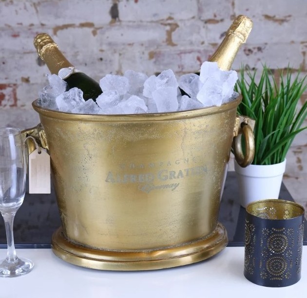 Aluminum Shiny Polish Wine Tub Nickel Plated Round Champagne Bucket Modern Wine Tub Oval Beverage Tub Low Price Ice Bucket