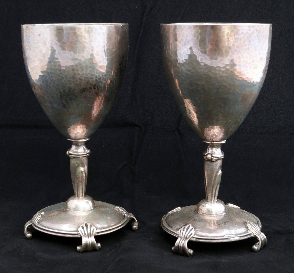 Brass Hammered Silver Wine Goblet