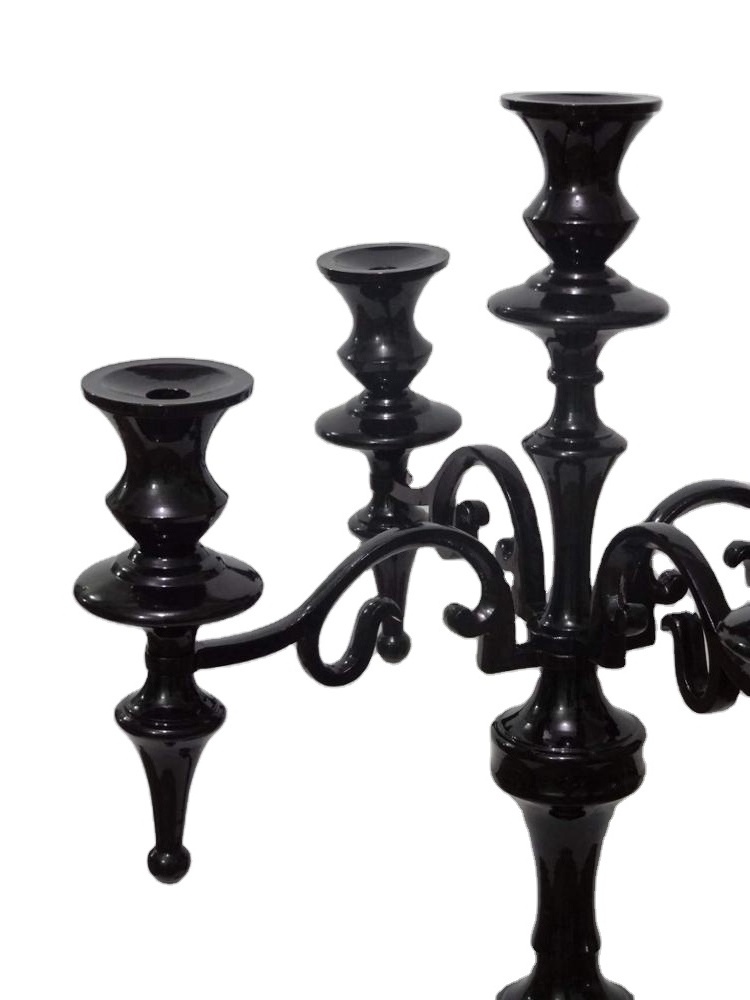 Crystal bead black candelabra fancy classic style wedding decoration centerpiece candelabra for home and wedding